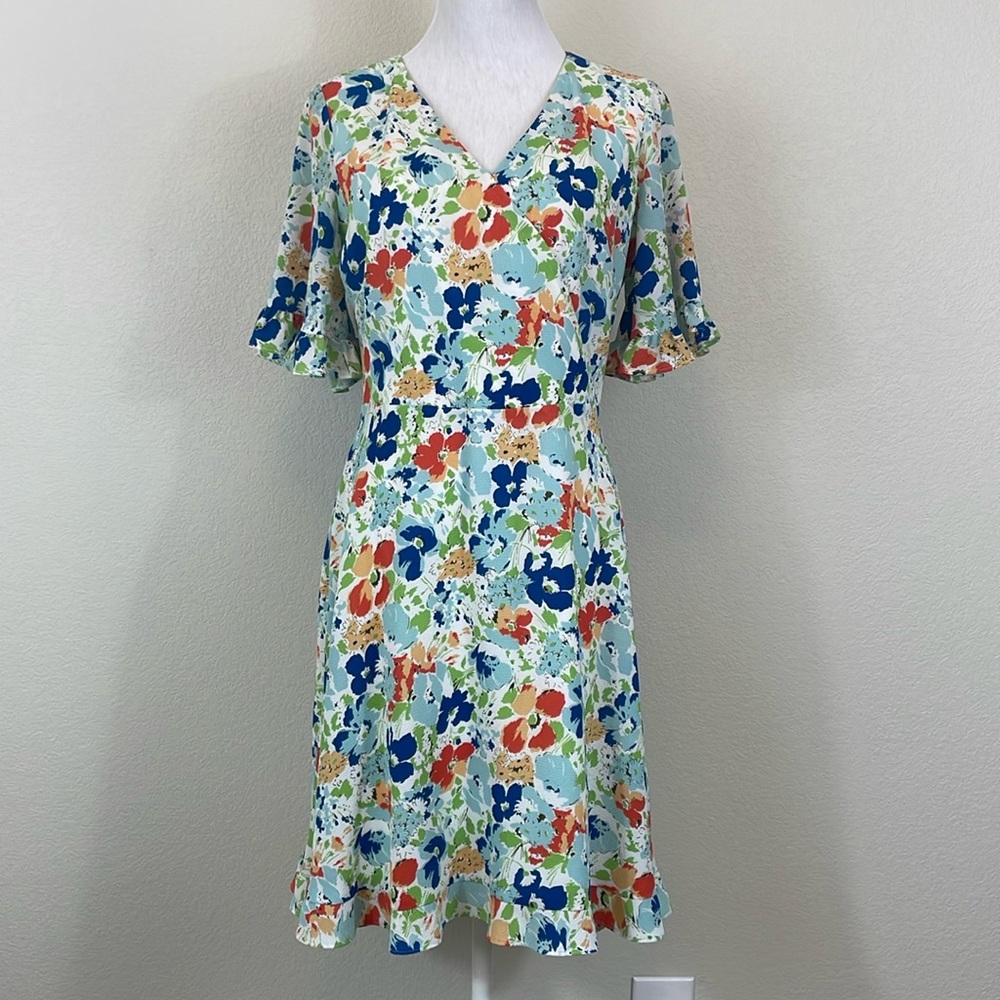 Lauren Ralph Lauren v neck‎ floral dress size 4